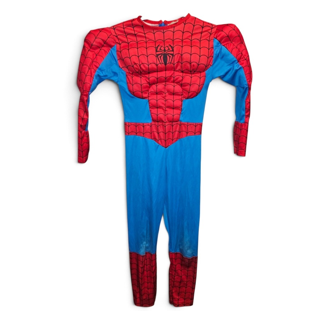 Marvel Spider-Man Costume Boys Size 6/7 Red Blue Good Muscle Padded Jumpsuit